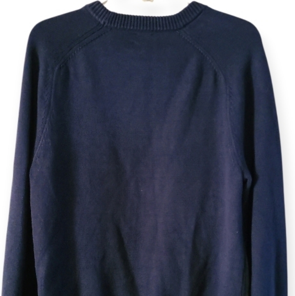 J. Crew Hand Knit Crewneck Sweater Navy Blue Fishermans 100% Cotton - Picture 12 of 17